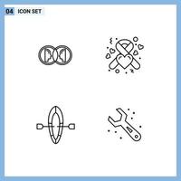 Mobile Interface Line Set of 4 Pictograms of coin boat duplicate health beach Editable Vector Design Elements