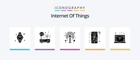 Internet Of Things Glyph 5 Icon Pack Including wifi. payment. router. online. wifi. Creative Icons Design vector