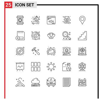 conjunto de 25 iconos modernos de la interfaz de usuario signos de símbolos para la ubicación ipod desarrollar canciones elementos de diseño vectorial editables del sitio web vector