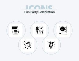 paquete de iconos de glifo de fiesta 5 diseño de iconos. snooker. billar. fecha. fiesta. micrófono vector