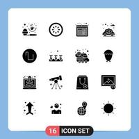 16 Thematic Vector Solid Glyphs and Editable Symbols of screw square browser sound park Editable Vector Design Elements