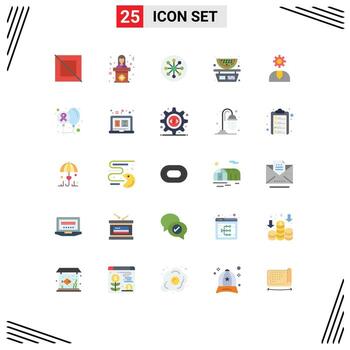 conjunto de 25 colores planos vectoriales en cuadrícula para elementos de diseño vectorial editables de laboratorio de frutas atómicas de balance de llamadas vector