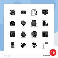 Solid Glyph Pack of 16 Universal Symbols of stream soccer coding live programming Editable Vector Design Elements