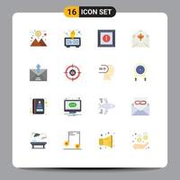 Universal Icon Symbols Group of 16 Modern Flat Colors of planet card alarm box greetings Editable Pack of Creative Vector Design Elements