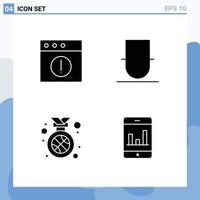 Set of 4 Vector Solid Glyphs on Grid for alert winner gentleman user analytics Editable Vector Design Elements