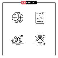 Pictogram Set of 4 Simple Filledline Flat Colors of globe mountain world file landscape Editable Vector Design Elements