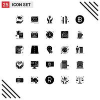 25 Universal Solid Glyphs Set for Web and Mobile Applications currency sauna idea tree hands Editable Vector Design Elements