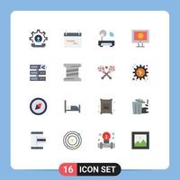 Editable Vector Line Pack of 16 Simple Flat Colors of communication device phone fall router Editable Pack of Creative Vector Design Elements