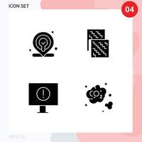 4 Thematic Vector Solid Glyphs and Editable Symbols of web error cloth future carbon Editable Vector Design Elements