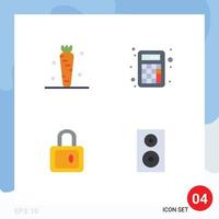 4 Creative Icons Modern Signs and Symbols of carrot lock veg calculator study Editable Vector Design Elements