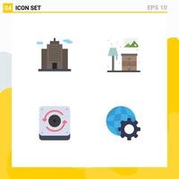 Pictogram Set of 4 Simple Flat Icons of architecture sound home lump globe Editable Vector Design Elements