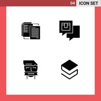 4 Universal Solid Glyphs Set for Web and Mobile Applications file shipping wlan delivery mouth Editable Vector Design Elements