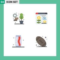 Modern Set of 4 Flat Icons Pictograph of home food web can american Editable Vector Design Elements