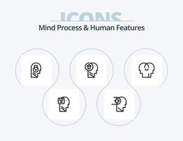 Mind Process And Human Features Line Icon Pack 5 Icon Design. box. diamond. male. perfection. head vector