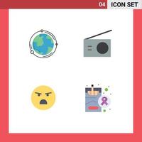 4 Flat Icon concept for Websites Mobile and Apps earth emoji geography electric faint Editable Vector Design Elements