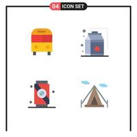 conjunto de iconos planos de interfaz móvil de 4 pictogramas de elementos de diseño vectorial editables suaves de comestibles logísticos de bebidas automáticas vector