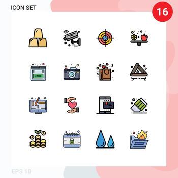 16 Flat Color Filled Line concept for Websites Mobile and Apps coding health wifi diet navigation Editable Creative Vector Design Elements