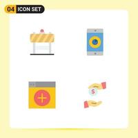 4 Flat Icon concept for Websites Mobile and Apps sign window blocker mobile application graphics Editable Vector Design Elements