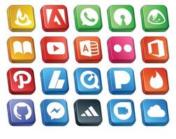 20 Social Media Icon Pack Including github pandora microsoft access quicktime adsense vector