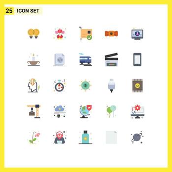 conjunto de 25 iconos de interfaz de usuario modernos signos de símbolos para computadoras de corbata de verificación elementos de diseño vectorial editables de arco hipster vector