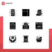 9 Universal Solid Glyphs Set for Web and Mobile Applications wedding love share heart heater Editable Vector Design Elements