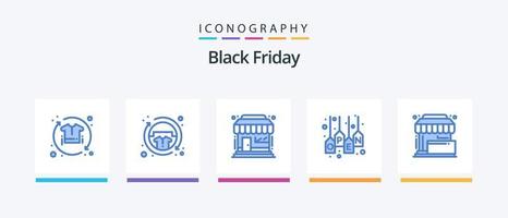 Black Friday Blue 5 Icon Pack Including tag. sale. fashion. open. shop. Creative Icons Design vector