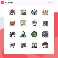 Set of 16 Modern UI Icons Symbols Signs for king crown iot drinks celebration Editable Creative Vector Design Elements