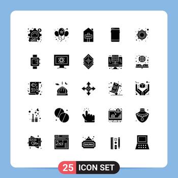 User Interface Pack of 25 Basic Solid Glyphs of instrument huawei day mobile phone Editable Vector Design Elements