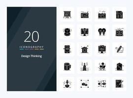 20 Design Thinking Solid Glyph icon for presentation vector