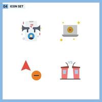 Mobile Interface Flat Icon Set of 4 Pictograms of ad cursor online video democracy Editable Vector Design Elements