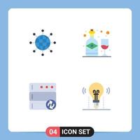 Flat Icon Pack of 4 Universal Symbols of connect database earth bottle sync Editable Vector Design Elements