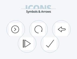 símbolos y flechas línea icon pack 5 diseño de iconos. . . izquierda. garrapata. controlar vector