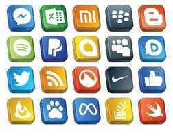 20 Social Media Icon Pack Including baidu like myspace nike rss vector