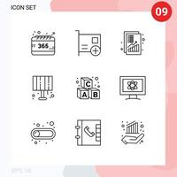 9 User Interface Outline Pack of modern Signs and Symbols of home light light hardware lamp money Editable Vector Design Elements