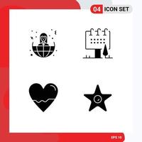 4 User Interface Solid Glyph Pack of modern Signs and Symbols of business beat world board heart Editable Vector Design Elements