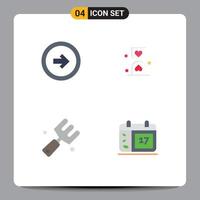 Mobile Interface Flat Icon Set of 4 Pictograms of arrow waiting user interface hourglass farm Editable Vector Design Elements