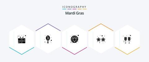 Mardi Gras 25 Glyph icon pack including . glass. diamond. drink. mardi gras vector