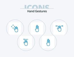 Hand Gestures Blue Icon Pack 5 Icon Design. gestures. gesture. up. four. croup vector
