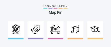 Map Pin Line 5 Icon Pack Including . music. dinner. audio. picture. Creative Icons Design vector