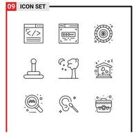 Set of 9 Commercial Outlines pack for home nature bitcoin arbor gear Editable Vector Design Elements