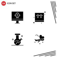 Solid Glyph Pack of Universal Symbols of computer potion box shopping airplane Editable Vector Design Elements