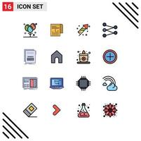 Universal Icon Symbols Group of 16 Modern Flat Color Filled Lines of link space report science day Editable Creative Vector Design Elements