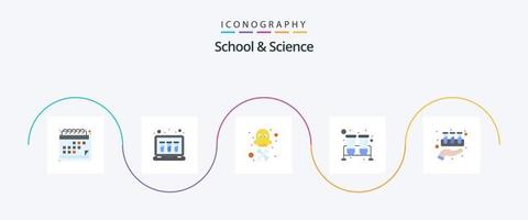 School And Science Flat 5 Icon Pack Including lab. research. dangerous. test tubes. flask vector