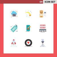 Modern Set of 9 Flat Colors and symbols such as live chat seo conversational interfaces label web Editable Vector Design Elements