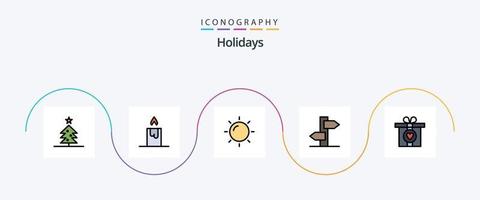 Paquete de 5 iconos planos llenos de línea de vacaciones que incluye. regalo. vacaciones. amar. señalizar vector