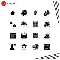 Set of 16 Modern UI Icons Symbols Signs for add plus biology liquid blood Editable Vector Design Elements