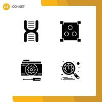 4 Thematic Vector Solid Glyphs and Editable Symbols of biology folder physics design setting Editable Vector Design Elements