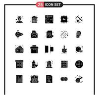 25 Thematic Vector Solid Glyphs and Editable Symbols of seo hardware labyrinth gadget computers Editable Vector Design Elements