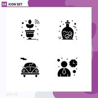 4 iconos creativos signos y símbolos modernos de la interfaz del tarro wifi del coche de la planta elementos de diseño vectorial editables vector