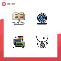 Universal Icon Symbols Group of 4 Modern Filledline Flat Colors of growth messages education globe arrow Editable Vector Design Elements